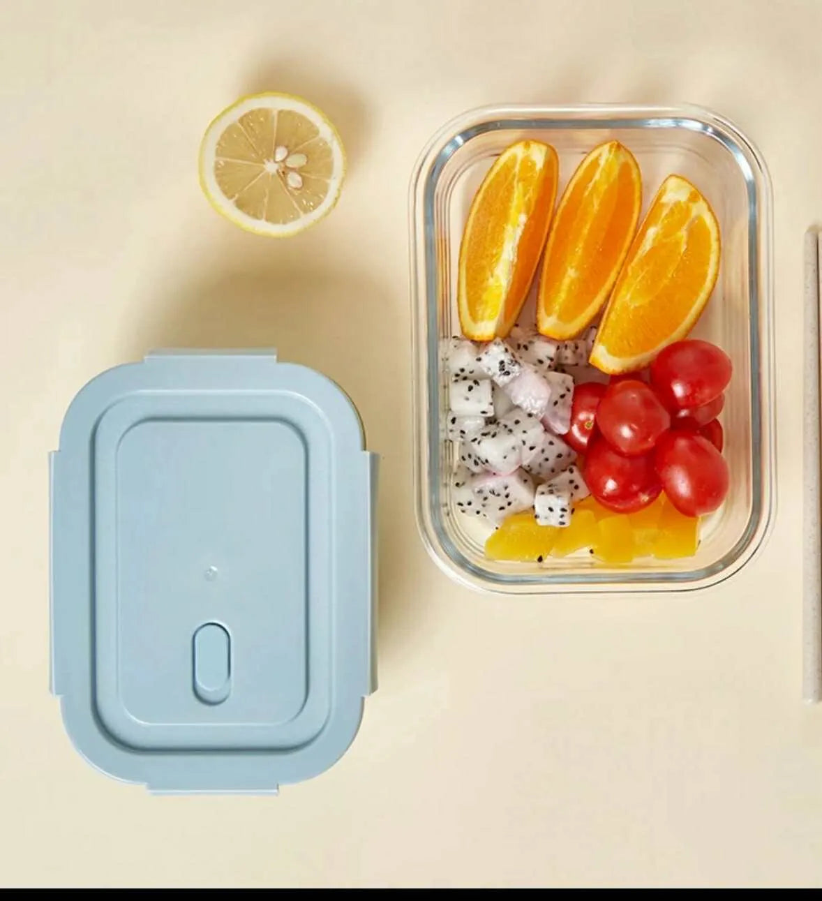 3pc Airtight Glass Food Container set with Pink Color Lid