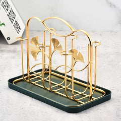 Glass Stand Golden Color with Tray