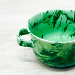 Elegent Round Ceramic Serving Bati with 2 handle