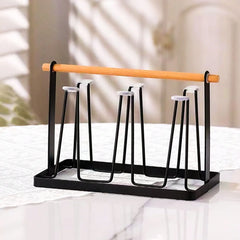 New Design Glass Stand with Wooden Handle