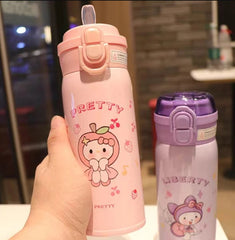 500ml Hello Kitty For Child Insulated Water Bottle New Kawaii Water Thermos Pink Cartoon Stainless Steel Thermal Bottle Gift