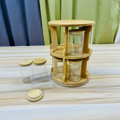 360 Rotatable 10pc Glass jar set with Stand