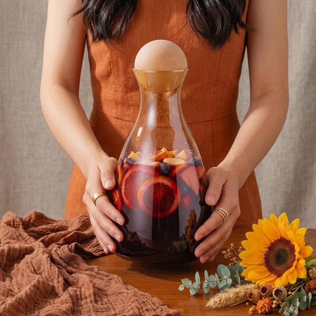 Elegant Borosilicate Glass Decanter with Natural Cork Lid – Stylish, Heat-Resistant &amp; Perfect for Everyday Serving! 🍹🍊🌻