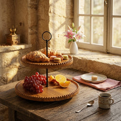 Imported Premium Dark Wooden 2-Tier Standing Serving Tray – Make Every Party & Family Gathering More Beautiful! 🍓 🥰