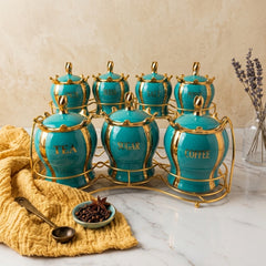 ELEGANT 7PC CERAMIC KITCHEN STORAGE JAR SET ✨🌻