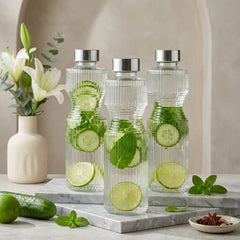Premium Striped Glass Bottle – 1000ml 💛🍇