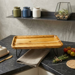 Aesthetic Bamboo Wooden Serving Tray – Elevate Your Table in Style! 🥐🧁