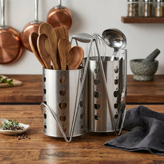 2-in-1 Stainless Steel Cutlery Holder With Stand – Smart &amp; Stylish Kitchen Organizer! 🍴🤍