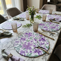 ROUND FLORAL PRINT TABLE MAT SET – 6 PCS 🌸