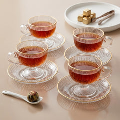 European Style Premium Quality Glacier Transparent Tea Cup Set ☕🍩🌿