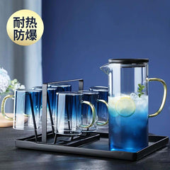 Colourful Borosilicate Heat Resistant Transparent Water  Jug set  7pcs Glass Jug set
