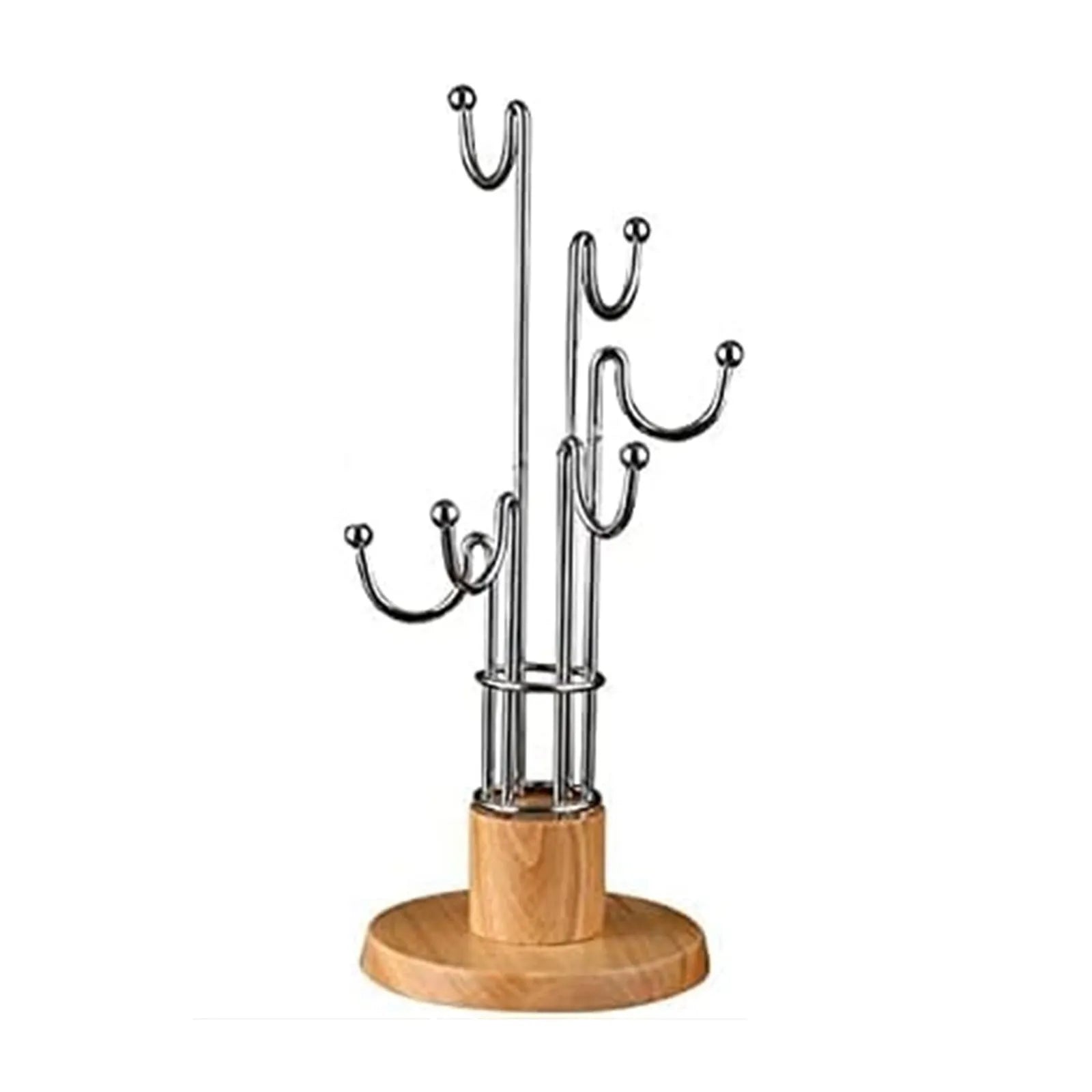 SS AND Wooden Coffee Mug Holder Tea Cup Stand