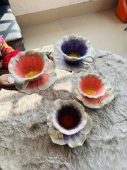 Flower patterned Ceramic Cup with Saucer