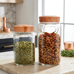 Premium Clear Glass Storage Jar 2Pc Set 1550ml + 2100ml🤍🏡