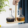 2 Pcs Glass Oil &amp; Vinegar Jar with Bamboo Stand 🏠💚