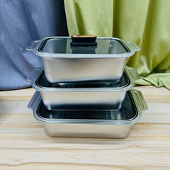 Ovenproof 3pc set Stainless Steel Serving Dish Bake dish