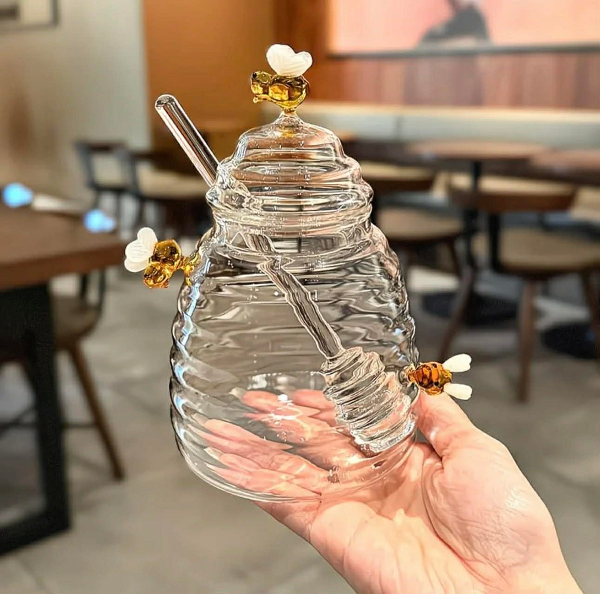 Transparent Bee Jar Unique Tapered Jar Honey Pot Sealed Honeycombs Shape Large Honey Bottle Honey Pot Jar