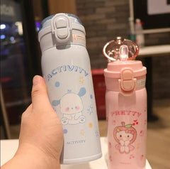 500ml Hello Kitty For Child Insulated Water Bottle New Kawaii Water Thermos Pink Cartoon Stainless Steel Thermal Bottle Gift