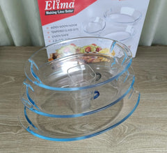 Oval shape Glass Serving Dish Oven Proof Tempered – Transparent 3 Pcs Set (1,1.5,2 ltrs)
