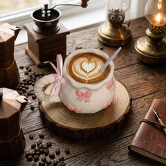 Handmade Creative Aesthetic Pink Bowed Ceramic Mug ☕🎀💗