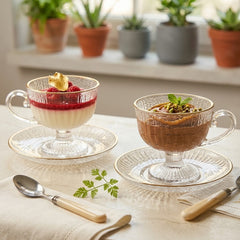European Style Premium Quality Glacier Transparent Tea Cup Set ☕🍩🌿