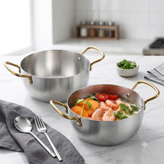Korean Ramen Style Imported Stainless Steel Soup &amp; Noodles Pot ✨🍤🍜
