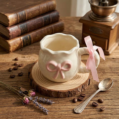 Handmade Pink Bowed Ceramic Mug ☕💗