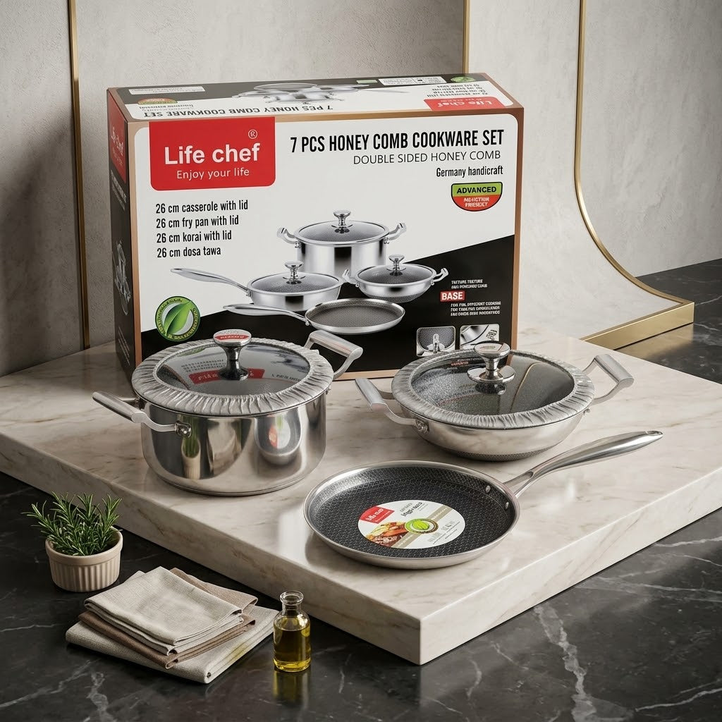 Life Chef 7 Pcs Honeycomb Cookware Set ✨