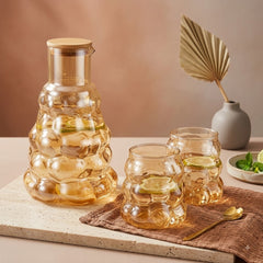 Elegant Golden Bubble Shape Borosilicate Glass Decanter Set with 6 Glasses 🍹🥂