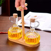 2 Pcs Glass Oil &amp; Vinegar Jar with Bamboo Stand 🏠💚