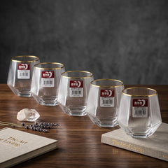 Diamond Shape Premium Clear Water Glass Cup Set 6Pc💎