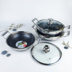 Premium Germany Technology Deep Korai – Both-Side Honeycomb Design With Glass Lid 🥘✨