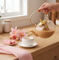 Embossed Borosilicate Glass Tea Kettle – Heat Resistant &amp; Fire Proof with Stainless Steel Infuser 🔥☀️