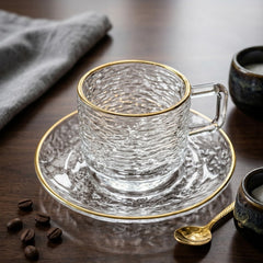 Glacier Premium Tea Cup Set – Crystal Clear Elegance with Golden Rim 🪷✨