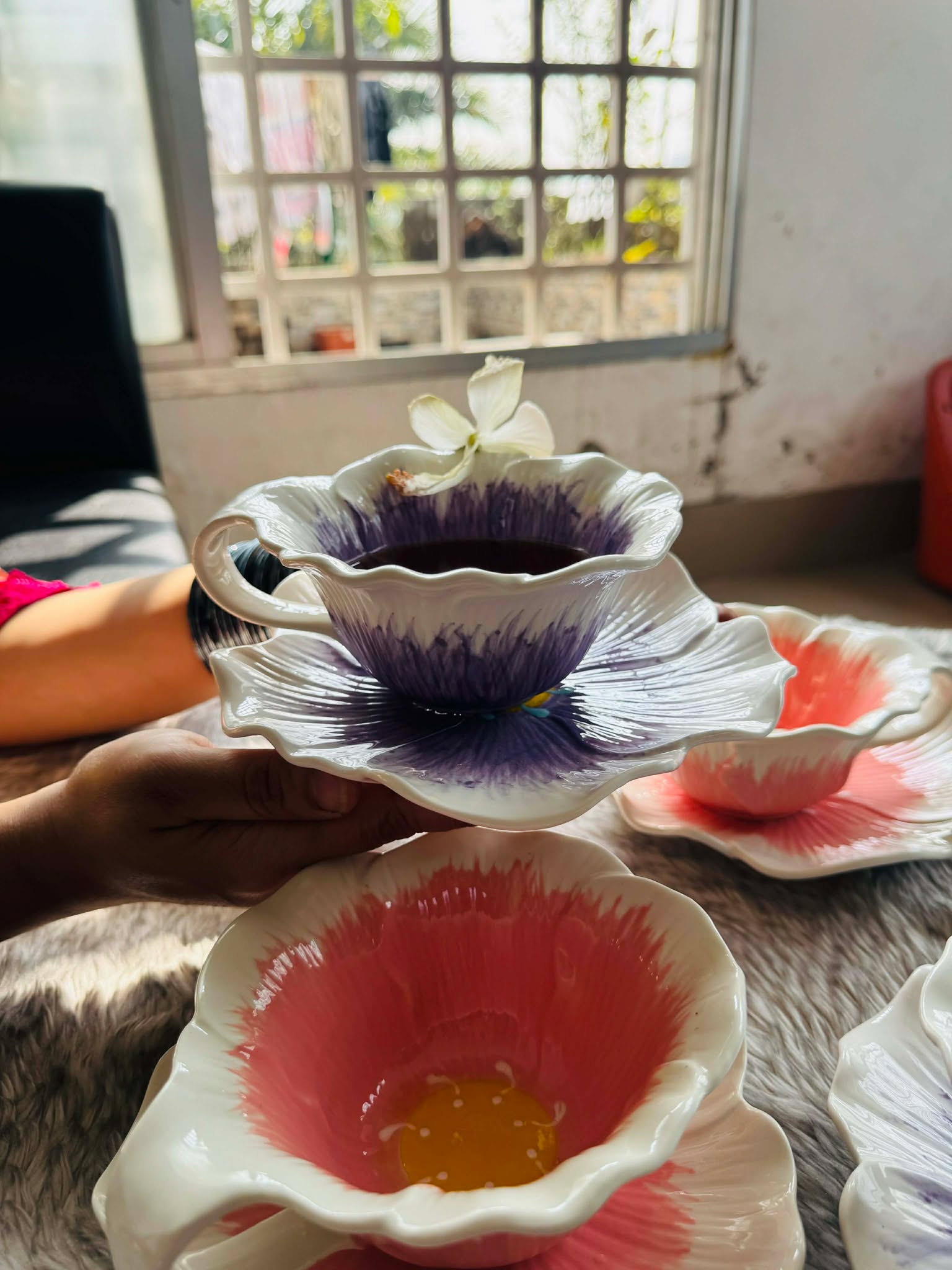 Flower patterned Ceramic Cup with Saucer
