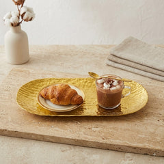 Luxury Golden Metallic 3pc Oval Serving Tray Set with Unique Uneven Design – Perfect for Stylish Serving, Home Décoration & Elegant Guest Entertaining 💛🍰