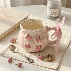 Cute Pink Bowed Handmade Ceramic Mug ☕💗