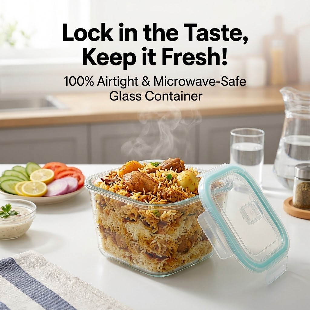 PREMIUM GLASS STORAGE BOX – SMART & STYLISH FOOD STORAGE 880ML ✨