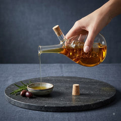 Dual Storage Borosilicate Heat-Resistant Imported Glass Oil Pot with Cork Lid 🏺✨