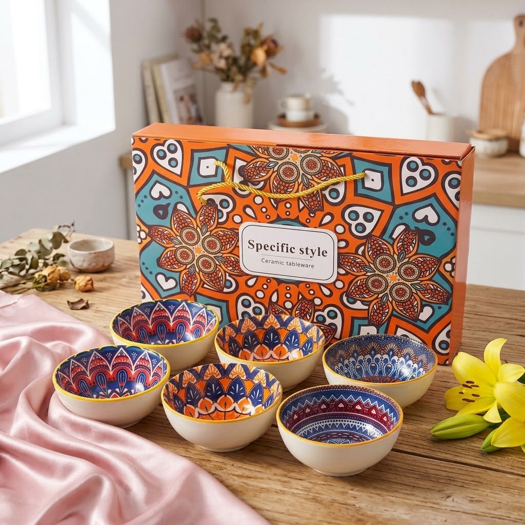 TURKISH TRADITIONAL PRINTED CERAMIC BOWL SET