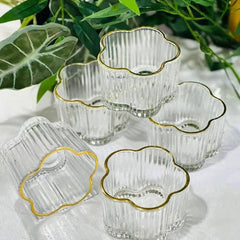 Heart-Shaped Striped Premium Glass Dessert Bowl Set 🍓💛