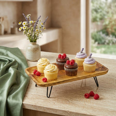 Aesthetic Bamboo Wooden Serving Tray – Elevate Your Table in Style! 🥐🧁