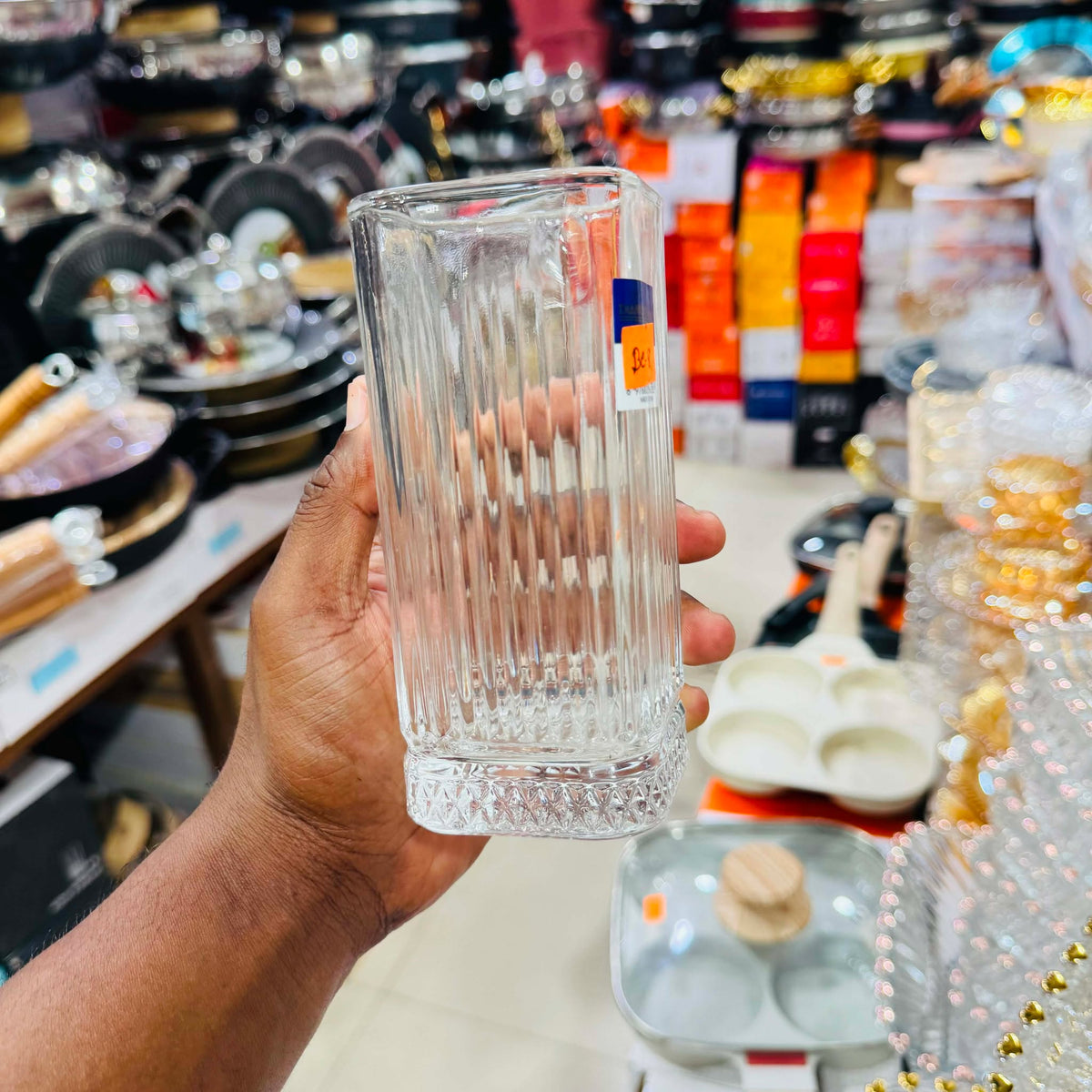 Vintage Thick-Bottom Diamond Striped Glass Set 💎