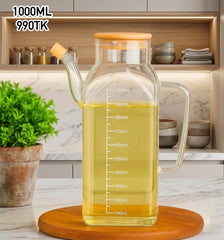 1000ML Premium Glass Oil Jar with Natural Wooden Lid🌿