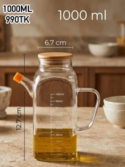 1000ML Premium Glass Oil Jar with Natural Wooden Lid🌿