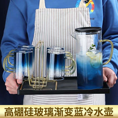 Colourful Borosilicate Heat Resistant Transparent Water  Jug set  7pcs Glass Jug set