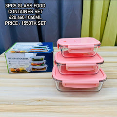 3 Pcs Glass Food Container Set 🥗🍱💚