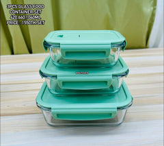 3 Pcs Glass Food Container Set 🥗🍱💚