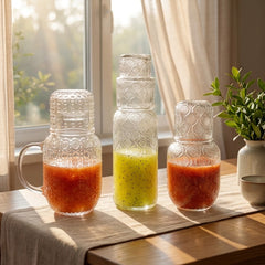 Vintage Glass Bedside Water Carafe & Tumbler Set