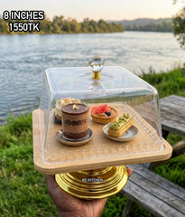 Premium Square Acrylic &amp; Wooden Cake Stand 🎂✨💚
